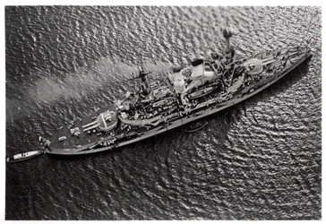Aerial view of the German battleship SMS Schlesien, from a Zeppelin, c1931-1933