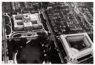 Aerial View of the Library of Congress, Washington DC, USA, from a Zeppelin, 1928-1933