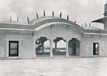 Agra. The Khas Mahal showing the Taj, c. 1910