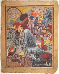 Alamshah Cleaving Asunder the Chain of the Wheel, from Volume 11 of a Hamza-nama