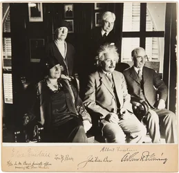 Albert and Elsa Einstein, John and Lora Baer and Arthur H. Fleming, Pasadena, 1 January 1931