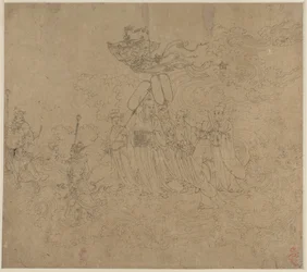 Album of Daoist and Buddhist Themes: Procession of Daoist Deities: Leaf 6, 1200s