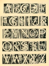 Alphabet design for tiles, 1864