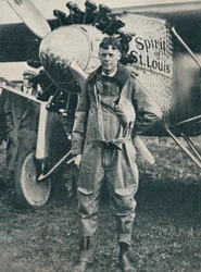 American Aviator Charles Lindbergh and His Plane, Spirit of St Louis