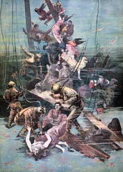 An Accident in Santander, Divers Looking for the Bodies of the Victims