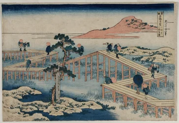 An Ancient Picture of the Eight Part Bridge in Mikawa Province
