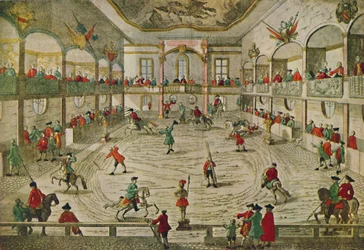 An Eighteenth-Century Riding School, Showing the Transition to the Circus Ring