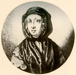 An English woman in silk hood and tippet, c17th century, 1937