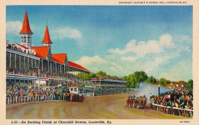 An Exciting Finish at Churchill Downs, Louisville, c1940
