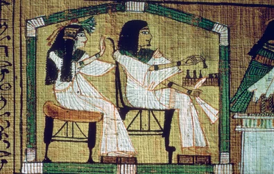 An Image on an Egyptian Papyrus of Draughts-Playing, Ani