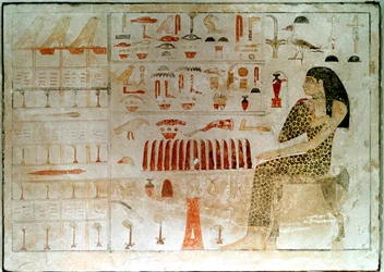 Ancient Egyptian stele with hieroglyphics, 27th-25th century BC