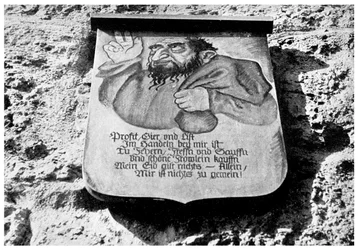 Anti-Semitism: Medieval Inscription on the Town Wall, Rothenburg, Germany, 1956