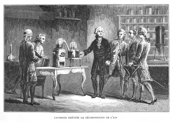 Antoine Laurent Lavoisier, French Chemist, Demonstrating His Discovery of Oxygen