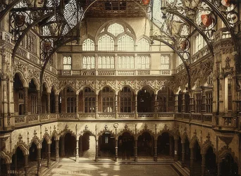 Antwerp (Anvers). Interior View of the Stock Exchange. Around 1900. Photograph by Photoglob / Zurich