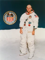 Apollo 16 Astronaut Thomas Mattingly in Spacesuit