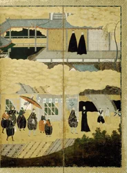 Arrival of a Portuguese Ship. Nanban Screen (detail)