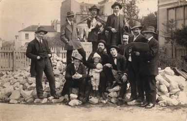 Artists in Front of La Ruche, Montparnasse, 1914