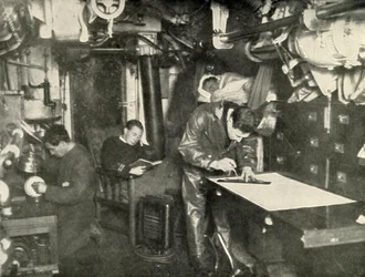 At the Bottom of the Sea. In the wardroom of a submarine