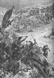 Attack of the Zulus on the Escort of the Eightieth Regiment at the Intombe River