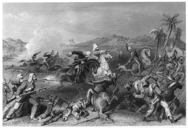 Attack on the Sealkote mutineers by General Nicholsons Irregular cavalry, 1857, c1860