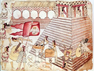 Aztec warriors defending the temple of Tenochtitlan, Mexico