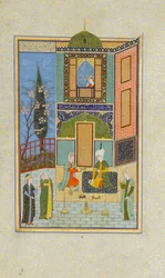 Bahram Gur in the Green Palace on Monday, Folio from a Khamsa Quintet of Nizami