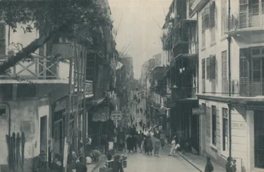 Balconied Buildings of a Populous Trade Highway Running East and West