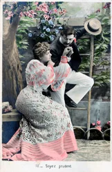 Be Careful, vintage French postcard