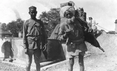 Bhistis, or water carriers, Agra, India