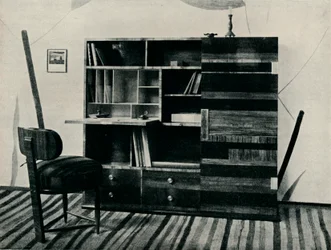 Bookcase and Chair. Designed and executed by Hans Hartl