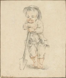 Boy Leaning on a Spade