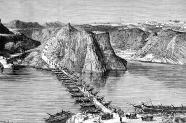 Bridge of Boats over the Indus at Khushalgarh, Pakistan