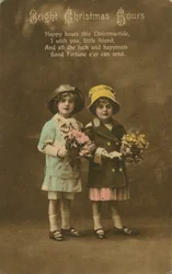 Bright Christmas Hours vintage Christmas card, 1900