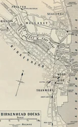 Brikenhead Docks lie on the Cheshire side of the River Mersey, 1936