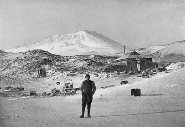 British Explorer Ernest Shackleton at the Cape Royds Base Camp, Antarctica