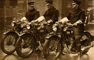 British Police on BSA Motorbikes, 1931, 1933