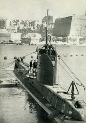 British submarine at Malta, World War II, 1945