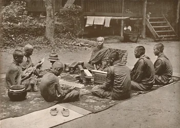 Buddhist Priest with Pupils