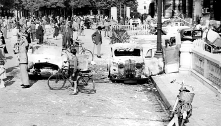 Burned Out Cars, Place de la Concorde, Liberation of Paris