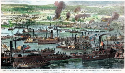 Burning of the White House, Virginia, American Civil War, 26 June 1862