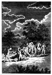 Burying Victims of the Plague of London at Night in Multiple Graves