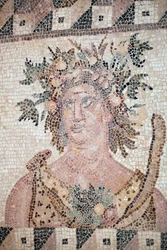 Bust of Spring (detail) - Paphos mosaics, House of Dionysos - Cyprus - Personification of Spring - Detail of the mosaic of the four seasons - Mosaics of Paphos, House of Dionysus - End II century AD - UNESCO Site - Cyprus