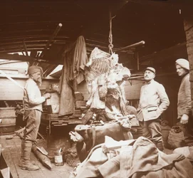 Butchers on a Barge, Somme, Northern France, c1914-c1918
