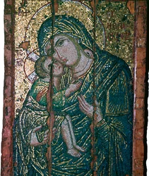 Byzantine Mosaic of Virgin and Child, 14th Century