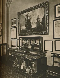 Cabinet of Nelson Relics in Lloyds Committee Room, c1935