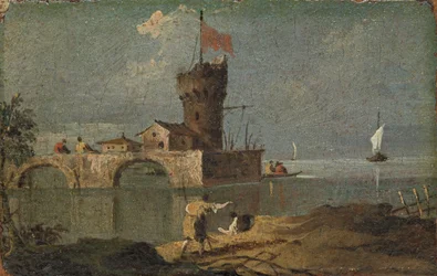 Capriccio with a Circular Tower, Two Houses, and a Bridge