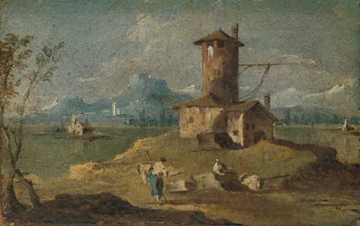 Capriccio with an Island, a Tower, and Houses