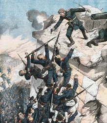 Captain Lebedief heroically defending the bastion at Port Arthur, Russo-Japanese War