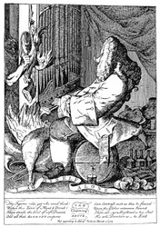 Caricature of George Frideric Handel, 1754