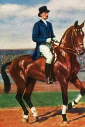 Carl von Langen of Germany on his horse Draufgänger, 1928